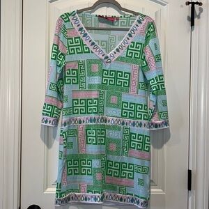 Adorable Margaret Joseph RHONJ long sleeve Beachy preppy dress pastels size M